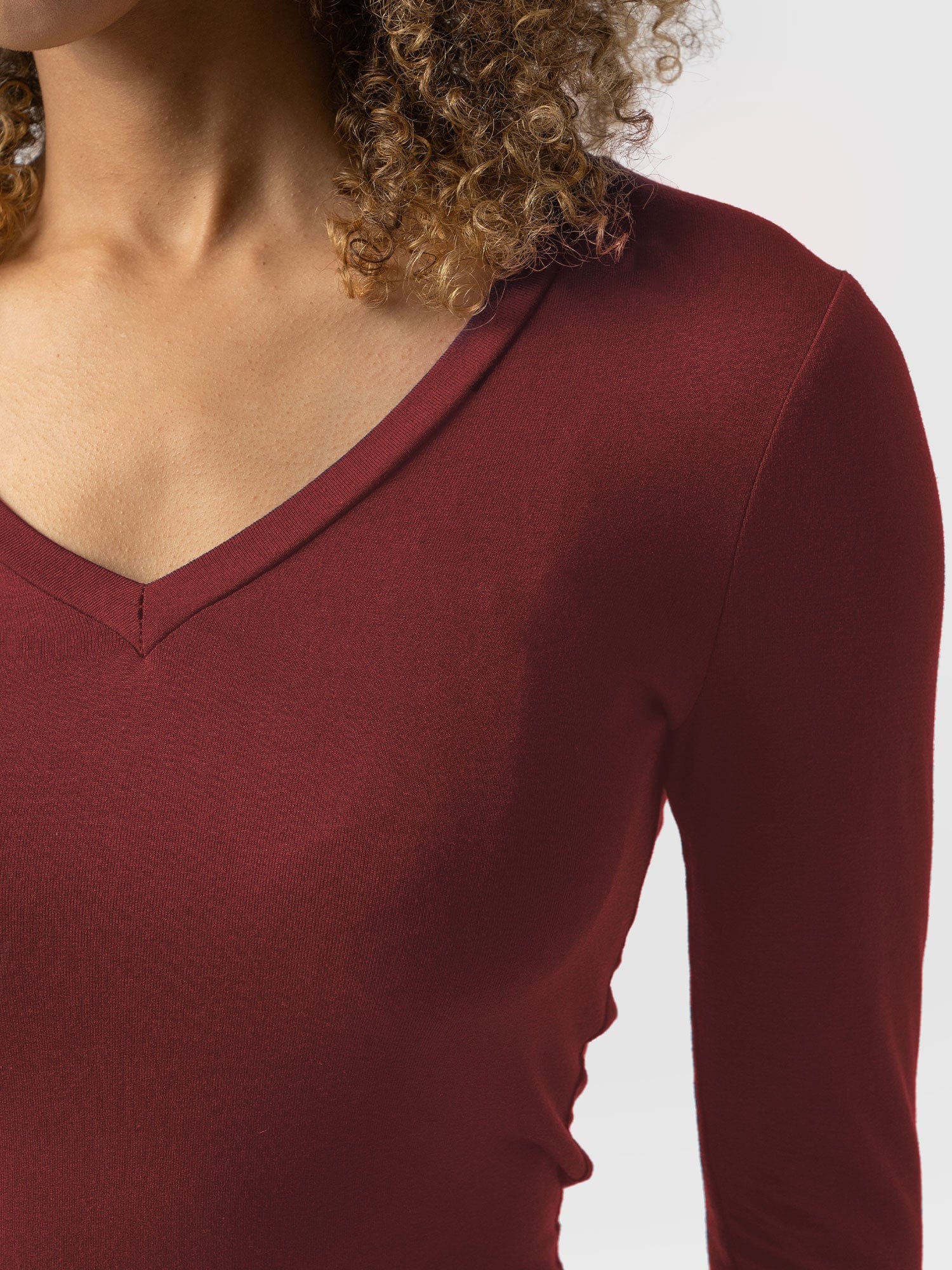Austen V Neck Tee Burgundy - Women's T-Shirt | Saint + Sofia® USA